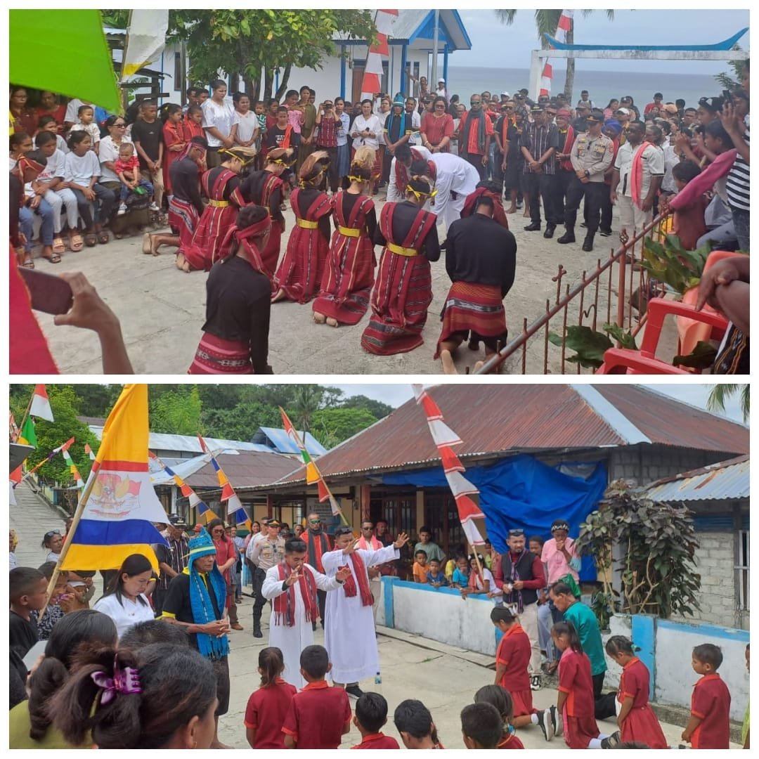 RD Mesak Wermasubun dan RD Bobi Balia Disambut di Pantai Desa Awear Lama
